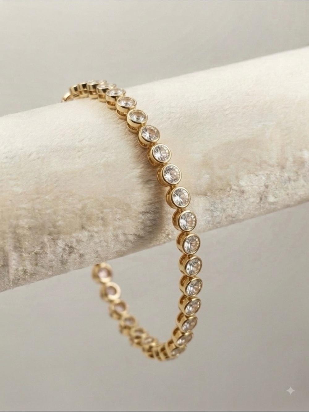 Gold-Plated Crystal Bezel Tennis Bracelet | Tarnish Free |